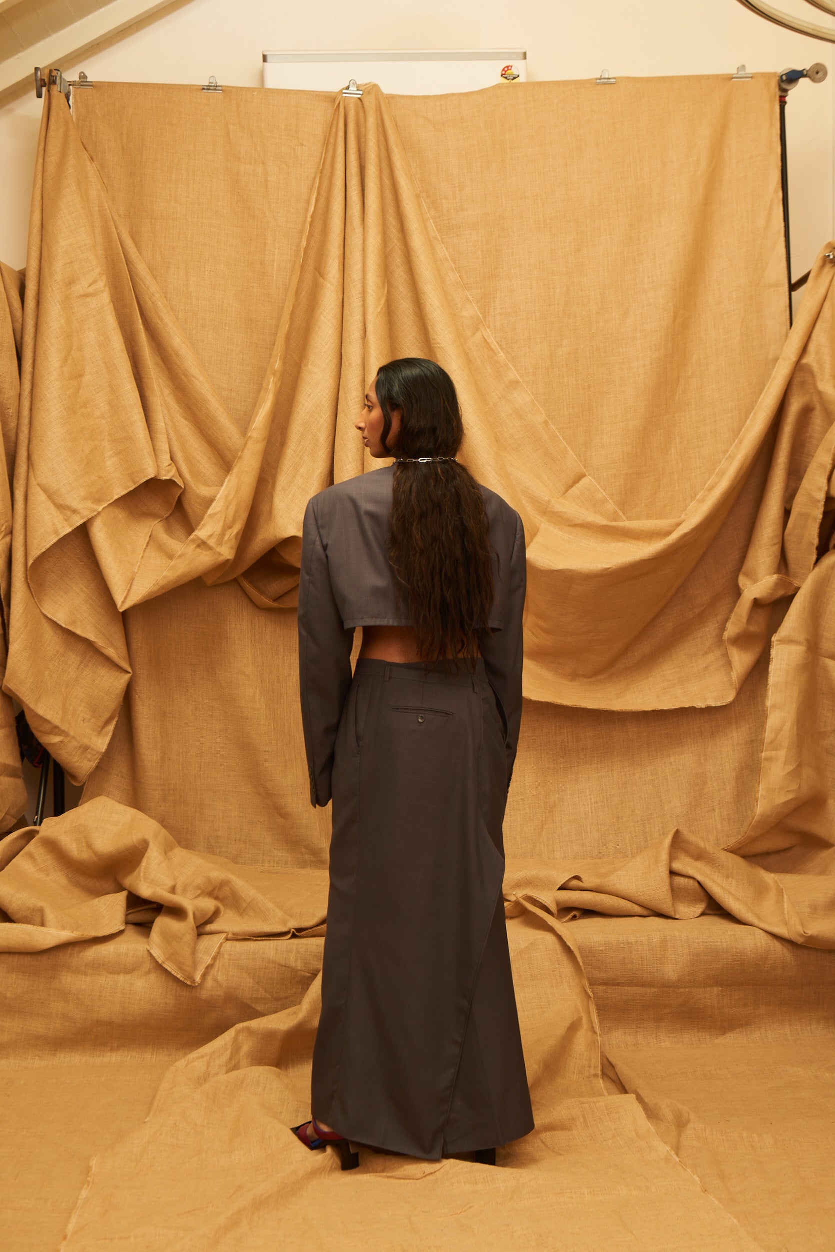 Twiggy Vintage - Grey Cropped Blazer